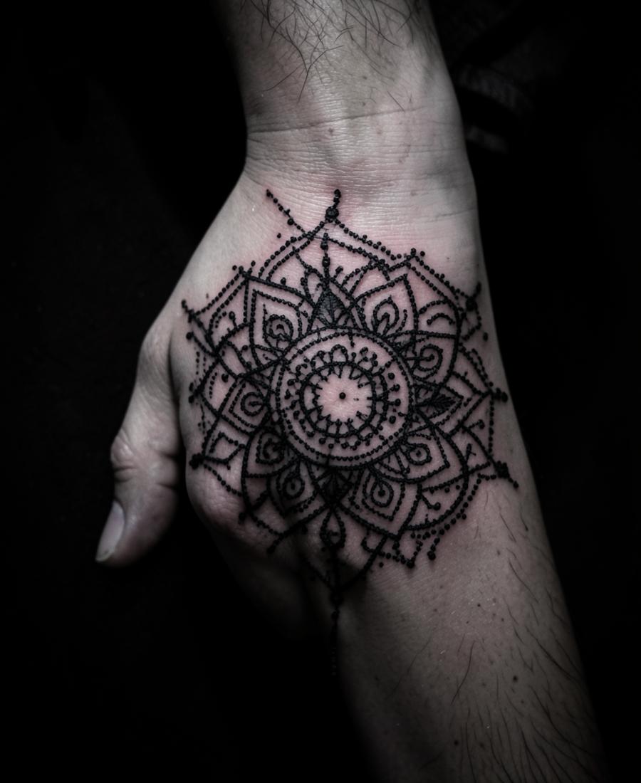 Mandala ornamental en la mano